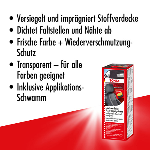 SONAX 03101410 Cabrioverdeck + Textil-Impr&auml;gnierung 250ml