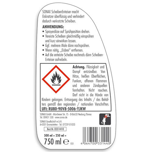 SONAX 03314410 Scheibenenteiser 750ml