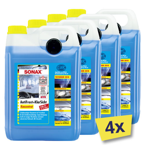 4x SONAX 03325050 Antifrost + Klarsicht Konzentrat Citrus 5L