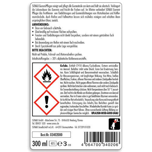 SONAX 03402000 Gummipfleger 300ml