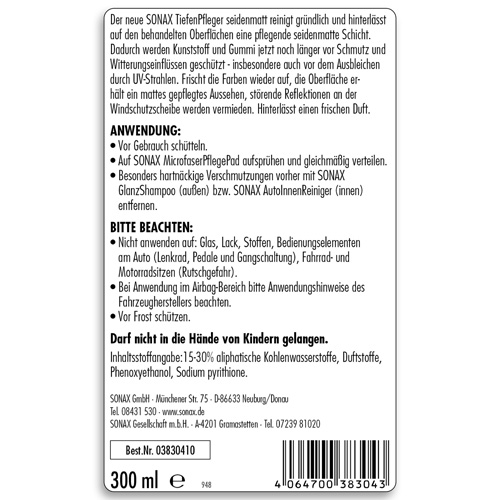 SONAX 03830410 Tiefenpfleger seidenmatt 300ml