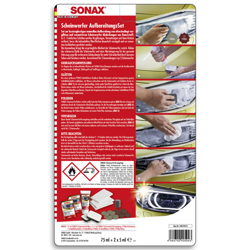 SONAX 04059410 Scheinwerfer Aufbereitungsset 85ml